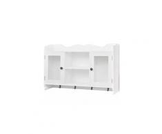 Etagère armoire meuble design vitrine murale avec étagère de livre / dvd / verre en mdf blanc helloshop26 2702115/2