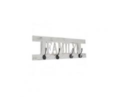 Porte-manteau mural patère en bois blanc vintage 20,5x60x1,5 cm med04050