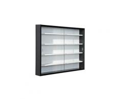 Vitrine murale pour objets de collection 80 x 60 x 9,5 cm noir et blanc