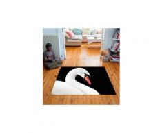 Tapis carré velours antidérapant imprimé animaux swan ii - 135 x 135 cm