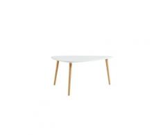 Icaverne table a manger seule benedikt table a manger triangulaire 6 a 8 personnes scandinave blanc laqué satiné - l160xl120 cm