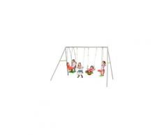 Portique métal avec face à face, balançoires et nacelle pour 6 enfants - jade