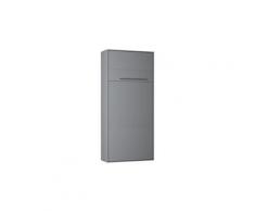Armoire lit escamotable kompact ouverture assistée, coloris gris mat couchage 90*200 cm.