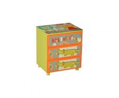 Commode enfant motif safari, l 43.5 x p 34 x h 50.5 cm