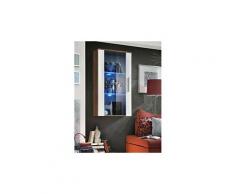 Vitrine led murale design "neo" 110cm prunier & blanc brillant