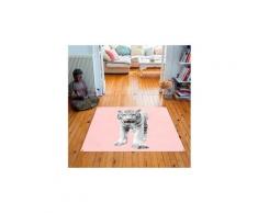 Tapis carré velours antidérapant imprimé animaux white tiger - 135 x 135 cm