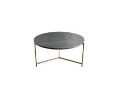 Table basse ronde en marbre noir sillon