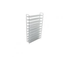 Meuble à chaussures 10 étagères en métal et tissu argent h.170cm cs2456311