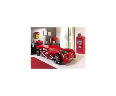 Pack - lit enfant voiture "night speeder" & armoire 1 porte "pompe à essence" rouge