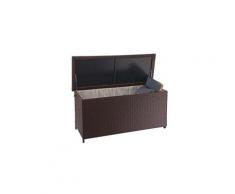 Coffre à coussins en polyrotin, hwc-d88, coffre jardin ~ premium marron, 63x135x52 cm, 320l