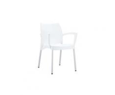 Chaise de jardin empilable en plastique, blanc -pegane
