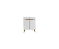 Buffet scandinave blanc brillant et frêne 80cm MELKA