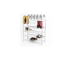 Portant amovible - penderie mobile étagere a chaussures métallique blanc - 27x70x88cm - jusqu'a 18 paires
