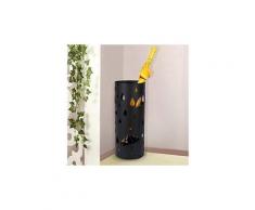Usinedistrib - porte-parapluie rond en métal noir de 49 cm (19,3 po) avec égouttoir et crochets luc23b