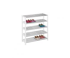 Etagère à chaussures dublin rangement porte-chaussures avec 5 niveaux pour 20 paires en métal chromé et laqué noir
