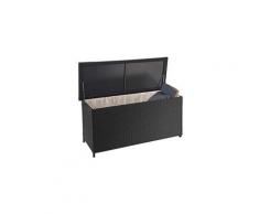Coffre à coussins en polyrotin, hwc-d88, coffre jardin ~ premium noir, 63x135x52 cm, 320l