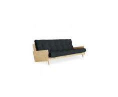 Canapé 3/4 places convertible ingrid style scandinave futon gris ardoise couchage 130*190 cm.