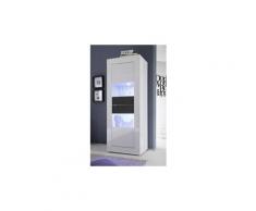 Vitrine blanc et gris laqué design ariel 3 avec éclairage