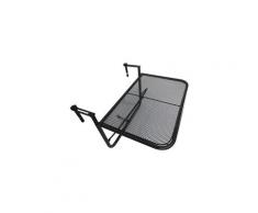 Table suspendue pour balcon dim. 56,5l x 60l cm hauteur réglable 3 niveaux métal époxy noir