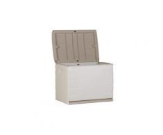 Coffre d'exterieur - rangement d'exterieur coffre 260l intérieur/extérieur fonctionnel et esthétique cadenassable avec roulettes beige
