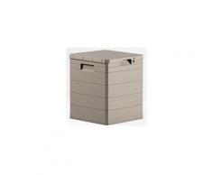 Splendide coffre de rangement multifonctions en résine - 90 litres modèle bois gris taupe