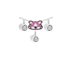 Plafonnier spot enfant 3 têtes "lenny" 36cm rose et blanc