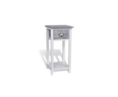 Table de nuit chevet commode armoire meuble chambre avec 1 tiroir gris et blanc helloshop26 1402176