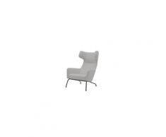 Fauteuil havana à oreilles en tissu gris clair softline