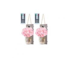 Mason jar applique murale décor avec led guirlande lumineuse rustique home decor vase 2pc ampoule led