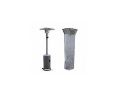 Chauffage d'extérieur gaz 12,5kw - finland gris - parasol chauffant, réglable, roulettes et housse