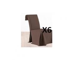 Lot de 6 housses de chaise ajustable choco 100% coton -pegane-