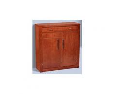 Meuble à Chaussures avec 2 Portes, 2 Tiroirs en MDF, 95 x 81 x 28 cm -PEGANE-