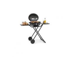 Tafelspitz barbecue électrique pliable & mobile - surface cuisson anti-adhésive - plancha sur pieds - 1600w - noir