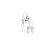 Coiffeuse avec miroir et tabouret, coiffeuse moderne blanche table de maquillage en bois,1miroir 4 tiroirs,coiffeuse enfant/femme,meubles de salle de