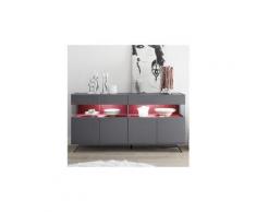 Enfilade 4 portes avec led design gris et rouge palermo 5