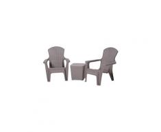 Salon de jardin 2 pers. 3 pièces - ensemble bistrot style néo-rétro - 2 fauteuils lounge + table basse coffre - plastique pp gris imitation rotin