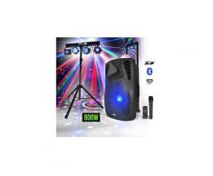 Enceinte sono portable 15"/800w - usb/bt/fm/sd + micro vhf + portique euphoria
