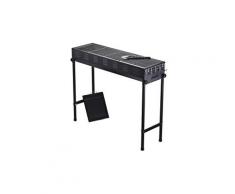 Barbecue à charbon bbq grill sur pieds amovibles dim. 103l x 31l x 84h cm grille + plaque cuisson + pince incluses fer laqué noir