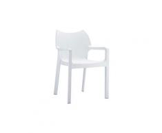 Chaise de jardin empilable en plastique, coloris : blanc,dim : h84 x p53 x l57 cm -pegane-