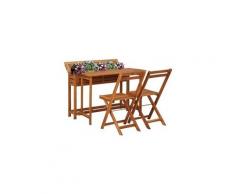 Table de balcon avec 2 chaises de bistro bois d'acacia massif