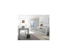 Salle à manger complète blanc/béton ciré clair - lubio n°2 - l 137/185 x l 90 x h 79 - neuf