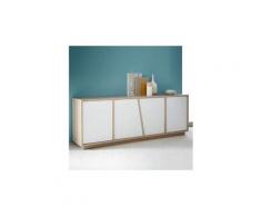 Enfilade en bois 4 portes longueur 210 cm nature