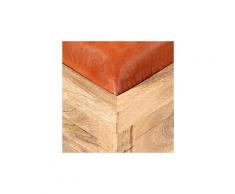 Icaverne - bancs coffres splendide banc de rangement cuir véritable bois de manguier 80x44x44 cm