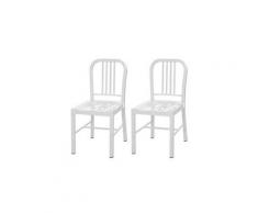 2x chaise salle à manger cuisine, en métal hwc-a73, désign industriel métallique ~ blanc