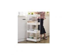 Chariot à 4 niveaux blanc, desserte, étagère de rangement mobile en abs l40 x l22 x h90cm