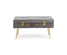 Banc coffre coloris gris - l 80 x p 34 x h 42 cm -pegane-