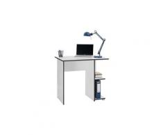 Bureau pour enfant ou adulte nova, bureau informatique table d'ordinateur rangement ouvert 2 tablettes en mélaminé blanc mat et gris