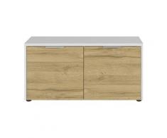 Banc à chaussures coloris blanc/chêne-grandson repro - dim : 96 x 48 x 40 cm -pegane-