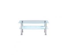 Icaverne - tables basses chic table basse à l'aspect du marbre blanc 100x60x42cm verre trempé