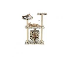Arbre à chat avec griffoir en sisal 95 cm beige motif de pattes